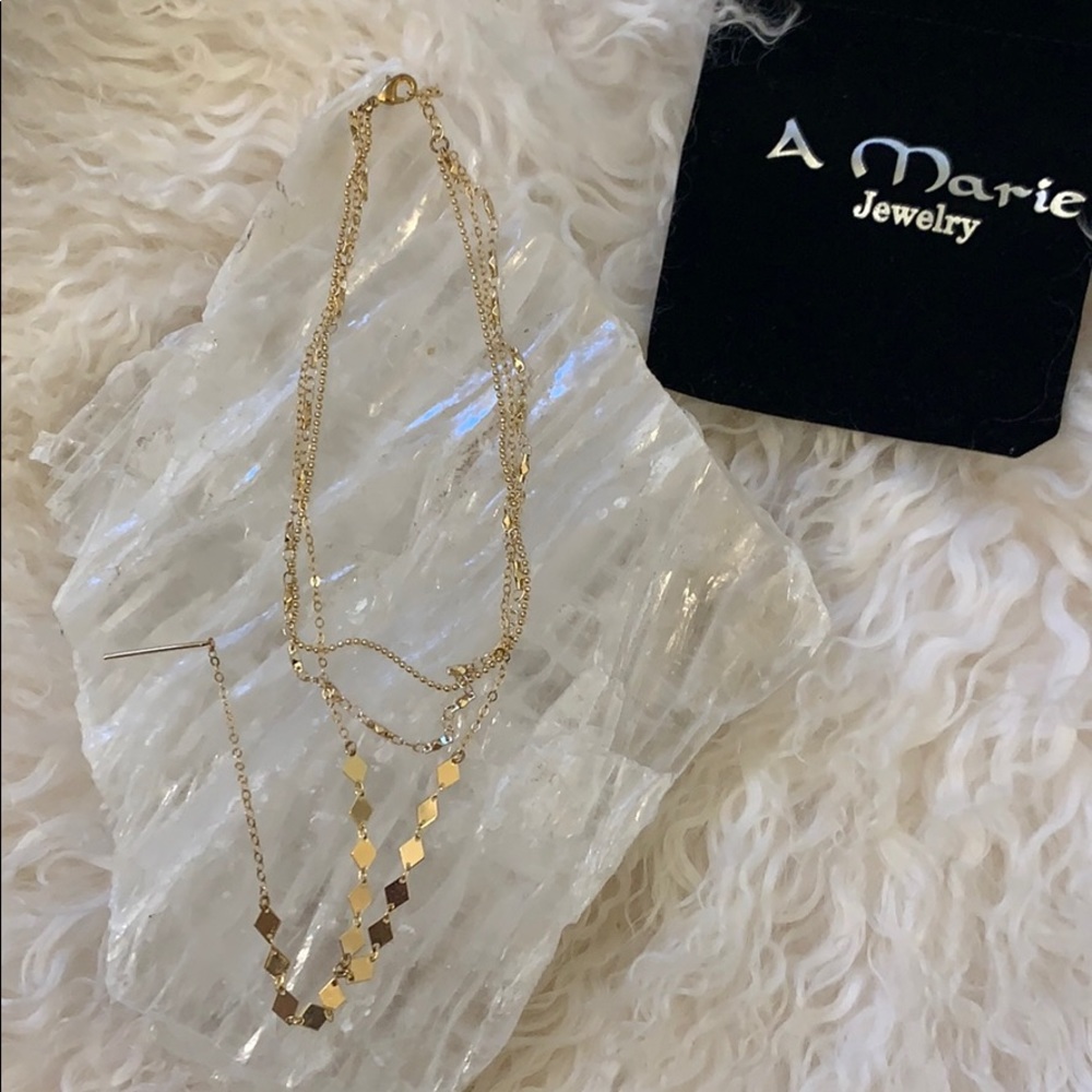 Gold plated 3 layer drop necklace